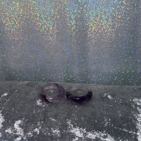 Amethyst rings crystal healing purple geodes natural rocks ring bands π - Picture 14 of 17